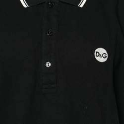 Pre Owned Dolce & Gabbana Black Logo Embroidered Cotton Pique Polo T-Shirt 3XL