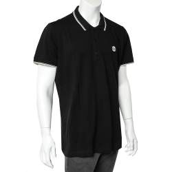 Pre Owned Dolce & Gabbana Black Logo Embroidered Cotton Pique Polo T-Shirt 3XL