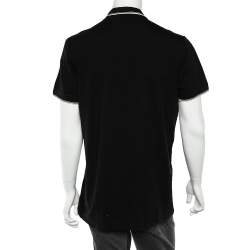 Pre Owned Dolce & Gabbana Black Logo Embroidered Cotton Pique Polo T-Shirt 3XL