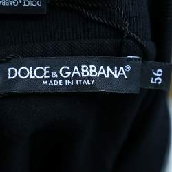 Pre Owned Dolce & Gabbana Black Logo Embroidered Cotton Pique Polo T-Shirt 3XL