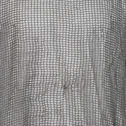 Pre Owned Dolce & Gabbana Grey Cotton & Linen Mesh Overlay Detail Crewneck T-Shirt XXL