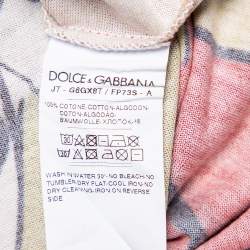 مملوكة مسبقًا تي شيرت دولتشي أند غابانا قطن أحمر مطبوع برقبة مستديرة مقاس صغير - سمول