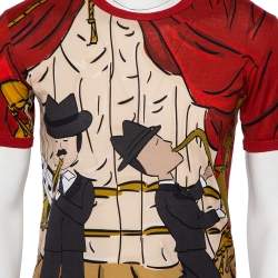 مملوكة مسبقًا تي شيرت دولتشي أند غابانا قطن أحمر مطبوع برقبة مستديرة م قاس صغير - سمول