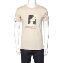 مملوكة مسبقًا تي شيرت دولتشي آند غابانا قطن بيج بطباعة مارلين مونرو برقبة مستديرة مقاس متوسط - ميديوم