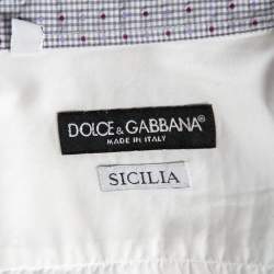 Pre Owned قميص دولتشي أند غابانا قطن أبيض بقصات متباينة بأزرار أمامية مقاس متوسط - ميديوم
