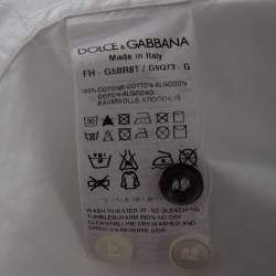 Pre Owned قميص دولتشي أند غابانا قطن أبيض بقصات متباينة بأزرار أمامية مقاس متوسط - ميديوم