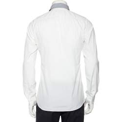 Pre Owned قميص دولتشي أند غابانا قطن أبيض بقصات متباينة بأزرار أمامية مقاس متوسط - ميديوم