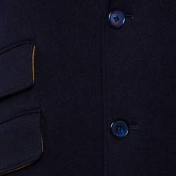 Dolce & Gabbana Navy Blue Wool Button Front Coat XL