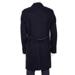 Dolce & Gabbana Navy Blue Wool Button Front Coat XL