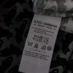 مملوكة مسبقًا تي شيرت بولو دولتشي أند غابانا قطن بيكيه رصاصي وأسود مقاس كبير جدًا جدًا - إكس إكس لارج