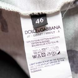 Pre Owned Dolce & Gabbana Multicolor Camouflage Slogan Printed Cotton Crewneck T-Shirt S