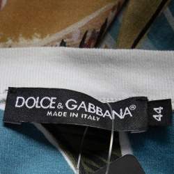 Pre Owned Dolce & Gabbana Blue Catania Tropical Ringer Printed Cotton T-shirt XS