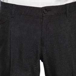 مملوكة مسبقًا بنطلون دولتشي أند غابانا مايكرو قطن أسود منقط مقاس كبير - لارج