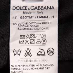 مملوكة مسبقًا بنطلون دولتشي أند غابانا مايكرو قطن أسود منقط مقاس كبير - لارج