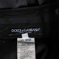 Pre Owned Dolce & Gabbana Grey Wool Tapered Classic Trousers L 