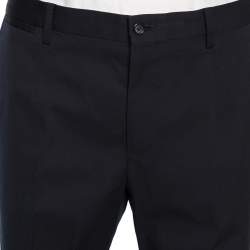 Pre Owned بنطلون دولتشي أند غابانا صوف أزرق كحلي بأرجل ضيقة مقاس كبير - لارج