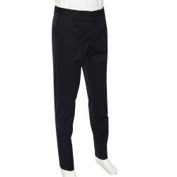 Pre Owned بنطلون دولتشي أند غابانا صوف أزرق كحلي بأرجل ضيقة مقاس كبير - لارج