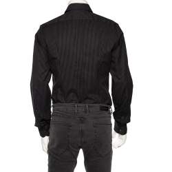 Pre Owned قميص دولتشي أند غابانا قطن مخطط أسود بطاقة ذهبية مقاس وسط (ميديوم)