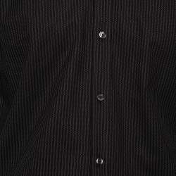 Pre Owned قميص دولتشي أند غابانا قطن مخطط أسود بطاقة ذهبية مقاس وسط (ميديوم)