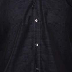 Pre Owned Dolce & Gabbana Navy Blue Check Patterned Cotton Shirt M 
