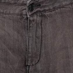 Pre Owned Dolce & Gabbana Brown Denim Biker Jeans L
