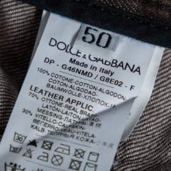 Pre Owned Dolce & Gabbana Brown Denim Biker Jeans L