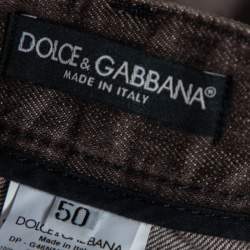 Pre Owned Dolce & Gabbana Brown Denim Biker Jeans L