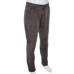 Pre Owned Dolce & Gabbana Brown Denim Biker Jeans L