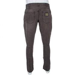 Pre Owned Dolce & Gabbana Brown Denim Biker Jeans L