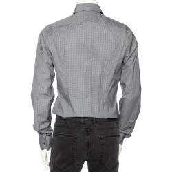 Pre Owned Dolce & Gabbana Grey Pin Check Cotton Front Button Shirt M 