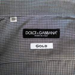 Pre Owned Dolce & Gabbana Grey Pin Check Cotton Front Button Shirt M 