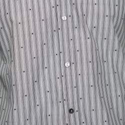 Pre Owned Dolce & Gabbana Grey Striped Cotton Embroidered Detail Gold Fit Shirt M