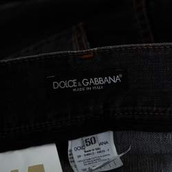 Pre Owned Dolce & Gabbana Charcoal Grey Distressed Denim Jeans L