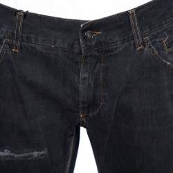 Pre Owned Dolce & Gabbana Charcoal Grey Distressed Denim Jeans L