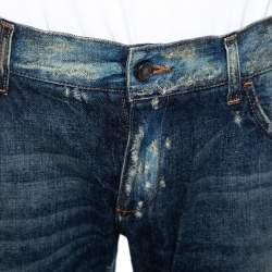 Pre Owned Dolce & Gabbana Indigo Light Washed Distressed Denim 14 Fit Jeans L 