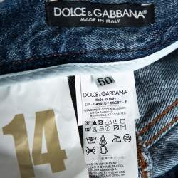 Pre Owned بنطلون جينز دولتشي أند غابانا مكسم 14 دنيم ممزق مغسول ستون أزرق مقاس كبير