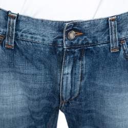 Pre Owned بنطلون جينز دولتشي أند غابانا مكسم 14 دنيم ممزق مغسول ستون أزرق مقاس كبير