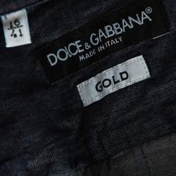 Pre Owned Dolce & Gabbana Chambray Cotton Knit Collar Detail Gold Label Shirt L