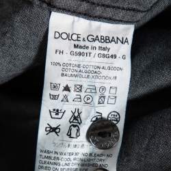 Pre Owned Dolce & Gabbana Chambray Cotton Knit Collar Detail Gold Label Shirt L