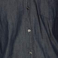 Pre Owned Dolce & Gabbana Chambray Cotton Knit Collar Detail Gold Label Shirt L