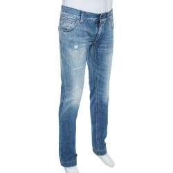 Pre Owned  بنطلون جينز دولتشي & غابانا دينم أزرق فاتح ممزق 14 مقاس كبير - لارج