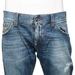 Pre Owned Dolce & Gabbana Blue Distressed Denim 14 Fit Jeans L 