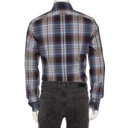 Pre Owned Dolce & Gabbana Blue Plaid Checked Cotton Gold Label Shirt M