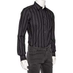 Pre Owned Dolce & Gabbana Black Striped Cotton Gold Label Shirt M