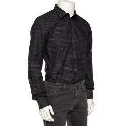 Pre Owned Dolce & Gabbana Black Patterned Cotton Gold Label Shirt M 