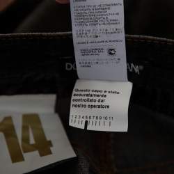 Pre Owned Dolce & Gabbana Charcoal Grey Muddy Effect Distressed Denim Fit 14 Jeans L 