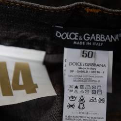 Pre Owned Dolce & Gabbana Charcoal Grey Muddy Effect Distressed Denim Fit 14 Jeans L 