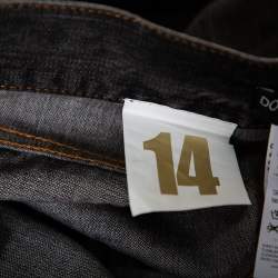 Pre Owned Dolce & Gabbana Charcoal Grey Muddy Effect Distressed Denim Fit 14 Jeans L 