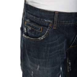 Pre Owned Dolce & Gabbana Indigo Distressed Denim Fit 14 Jeans L