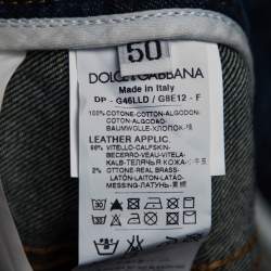 مملوكة مسبقًا بنطلون جينز دولتشي أند غابانا دنيم مغسول داكن أزرق نمط موحل قصة 14 مقاس كبير (لارج)